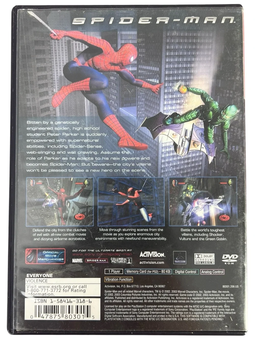 Spider-Man for PS2 Sony PlayStation 2 CIB W/ Manual 2002